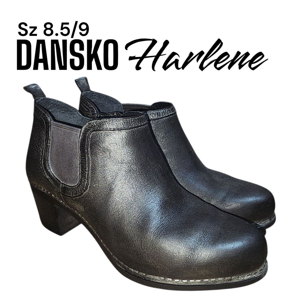 Dansko Harlene Black Leather Women's Clog Booties